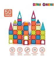 Orijinal Magnetic Tiles 50 Parça Manyetik Lego - Magnetic Magical Magnet - Mıknatıslı Lego