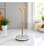 Kağıt Havluluk Rulo Peçetelik Mutfak Aksesuarı Seramik Gri Klasik Zebra Gold Mercan - Feray Home