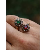 STONEAGE JEWELLERY Bronz Yüzük Çift Çiçek