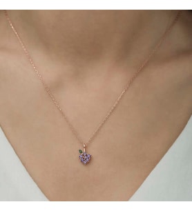 925 Ayar Gümüş Rose Üzüm Figürlü Meyve Kolye