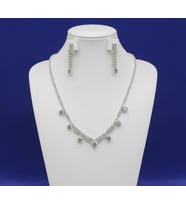 Zarif Işıltılı Damla Taşlı Kolye ve Küpe Takı Seti - Gümüş Rengi (Silver)