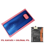 Tkgz Xiaomi POCO X3 / Poco X3 NFC Arka Kapak Batarya Pil Kapağı + PİL (CAM) MAVİ