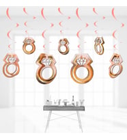 3 Boyutlu Spiralli Yüzük Tavan Süsü, 11 Adet - Rose Gold (STD)