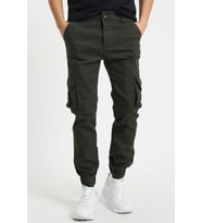 Slim Fit Körüklü Cep Paça Lastikli Esnek Kumaş Erkek Kargo Pantolon (Haki)