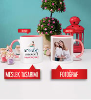 İngilizce Öğretmenine Hediye İngilizce Öğretmeni Kupa Bardak Pembe Fotoğraflı