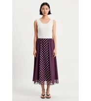Kadın Midi Boy A-Line Şifon Etek Puantiye Desen Elastik Bel Hafif Dokulu Günlük Rahat Modern Şık