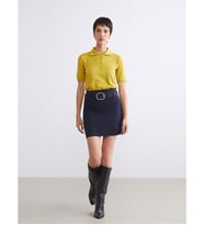 LCW Vision Lacivert Beli Kemerli Triko Mini Etek