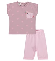 Civil Baby Kuş Baskılı 6-18 Ay Takım - Pembe