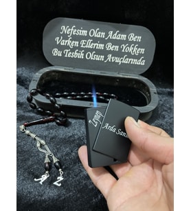 Ahşap Kutulu Çakmak ve Tesbih Set - Özel Hediye Arayanlara