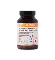 U-MORE Multivitamin 60 Tablet - Kalsiyum, Magnezyum, Demir, Çinko - Vegan, Şekersiz, Glutensiz