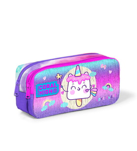 Coral High Kids Renkli Batik Unicorn Dondurma Desenli İki Bölmeli Kalem Çantası 12053