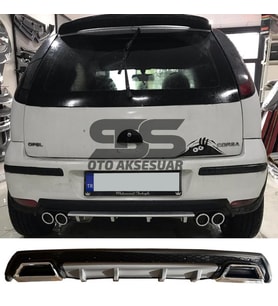 Opel Corsa  C Difüzör Arka Tampon Eki 2 Egzoz Çıkışlı Gri Lüx Tip