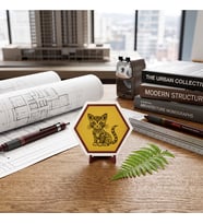 Modern Görünümlü Kedi Desenli Masaüstü Süsü Çalışma Alanlarınız İçin Estetik ve Şık Bir Görünüm Sunar 10x10 cm