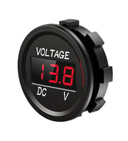 Su Geçirmez Dc 6V / 48V Voltmetre Yuvarlak Panel Tip Montajlanabilir Dijital Kırmızı Renk Led Ekran