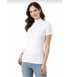 KOTA 6228 KADIN KISA KOLLU YARIM BOĞAZLI BODY ATLET TEKLİ (Beyaz)