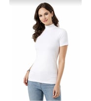 KOTA 6228 KADIN KISA KOLLU YARIM BOĞAZLI BODY ATLET TEKLİ (Beyaz)