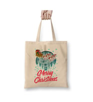 Funny Unicorn Santa Merry Christmas Yılbaşı Beyaz Bez Çanta Uzun Saplı Alışveriş Çantası