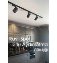 3 Spotlu Raylı Tavan Led Avize Aydınlatma Seti Yüksek Kaliteli Işık Ortam Aydınlatma