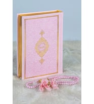 Termo Deri Ciltli Kuranı Kerim - Hafız Boy - Ahmet Hüsrev Hatlı - Tesbih ve Ayraç Hediyeli - Pembe