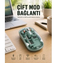 Pilli Kablosuz Mouse Bluetooth ve USB Uyumlu Sessiz Tıklama Yeni Nesil