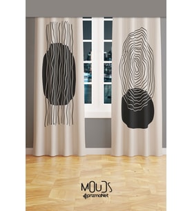 Real Art Desenli Süet Oturma Odası Salon Fon Perde Baskılı Ekstrafor Büzgü 2 Kanat PRD-1112