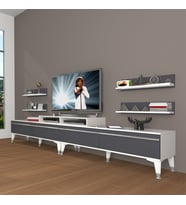 Decoraktiv Ekoflex 360R Mdf Silver Tv Ünitesi Tv Sehpası - Beyaz Antrasit (Beyaz - Antrasit)