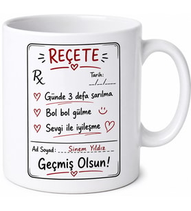 Reçete Tasarımlı Doktorlardan Esprili Geçmiş Olsun Kupası Hediye Bardak