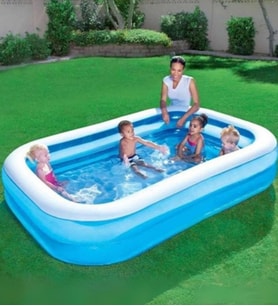 Bestway 54150 Jumbo Boy Deluxe Dikdörtgen Şişme Aile Havuz SETİ, Pompa + ÖRTÜ