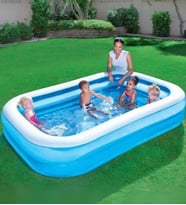 Bestway 54150 Jumbo Boy Deluxe Dikdörtgen Şişme Aile Havuz SETİ, Pompa + ÖRTÜ