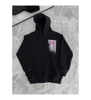 Uzun Kol Kapşonlu Ön Ve Arka Baskılı SweatShirt - Siyah