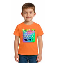 Unisex Smile Baskılı Çocuk Tişört pamuklu penye kumaş (Oranje)
