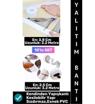 #BantSeti Mutfak Lavabo Pencere Sızdırmaz Kenar Yalıtım Bandı İki Farklı Genişlik 3.2 Mt 10'lu Set