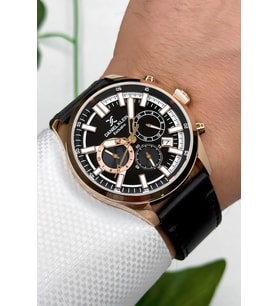 Daniel Klein Exclusive Siyah Deri Kordon Rose Çelik Kasa Erkek Kol Saati+Bileklik zmdk1171