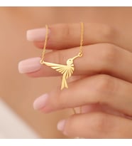 Vaoov 925 Ayar Gümüş Sinek Kuşu Kolye (Gold)