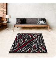 Mozaik Desenli Dijital Baskılı KaymazTaban Yıkanabilir Modern Salon Halısı ve Yolluk (Antrasit)