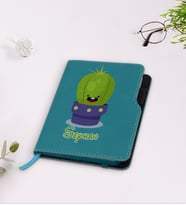 BK Gift Kişiye Özel Kaktüs Tasarımlı Turkuaz Termo Deri Defter-10
