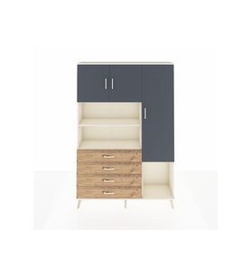 Arges Dolap 8 Raflı 4 Çekmeceli 3 Kapaklı 132x30x195 Aytaşı-Antrasit/Çam