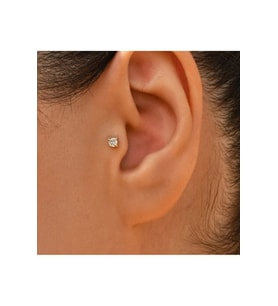 3 MM Tektaş Cerrahi Çelik Piercing Tragus Helix Kıkırdak Conch Gold Renk 6 Mm (Çok Renkli)