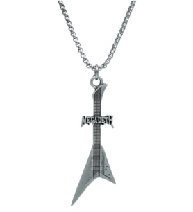 Megadeth Elektro Gitar Örme Zincir Kolye - Gümüş Kaplama - Erkek Kadın Kolye - No:1557