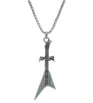 Megadeth Elektro Gitar Örme Zincir Kolye - Gümüş Kaplama - Erkek Kadın Kolye - No:1557