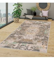 Rovigo Home Dijital Baskı Yıkanabilir Kaymaz Taban Salon Halısı RVG1331-HT137 100x150 cm (Kahverengi)