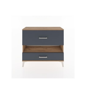 Arges Şifonyer Tek Raflı 2 Çekmeceli 88x30x80 Çam-Antrasit