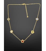 Renkli Yıldız ve Çiçek Figürlü Gold Renk 316L Çelik Kadın Kolye  Minimal ve Eğlenceli Tasarım Takı