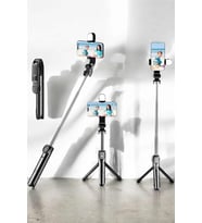 Tripod Kablosuz Bluetooth Bağlantılı Selfie Çubuğu 360 Derece Dönebilen