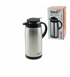TEBA 1.3 LT Çelik Termos – Cam İç Hazne, 12 Saat Sıcak 24 Saat Soğuk, Çift Contalı Kapak (Açık Gri)