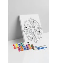 Kardan Adam Desenli Mandala Tuval Boyama Seti 40x50 cm