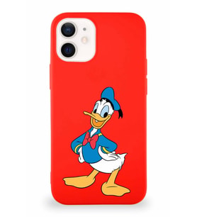 Apple iPhone 12 Mini Soft Premier Kapak Donald Duck-C Tasarımlı Silikon Kılıf - Kırmızı (Şeffaf)