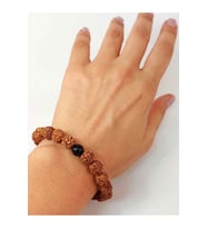 Golden Obsidyen Taşlı Rudraksha Tohum Unisex Bileklik 8mm