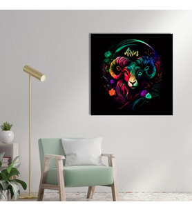 Tekli Kare Kanvas Astroloji ve Burç Tablosu Koç Burcu