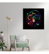 Tekli Kare Kanvas Astroloji ve Burç Tablosu Koç Burcu